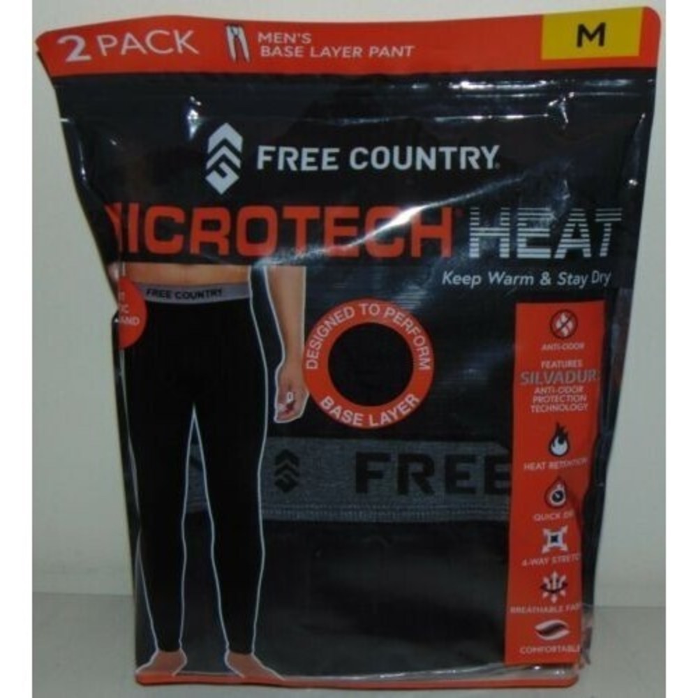 NWT Free Country Men's Mircotech Heat Base Layer Pant 2 Pack‎ Size XL